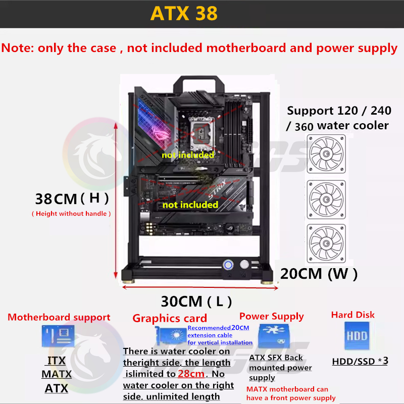 MOD ATX Open PC Case Frame dla – Gaming Console Tower recenzja i cena